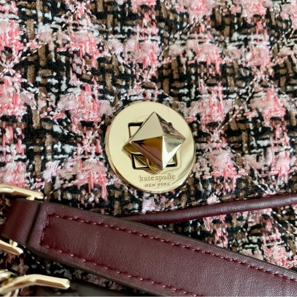 Kate Spade Natalia Tweed Pink Small Crossbody - Picture 3 of 10